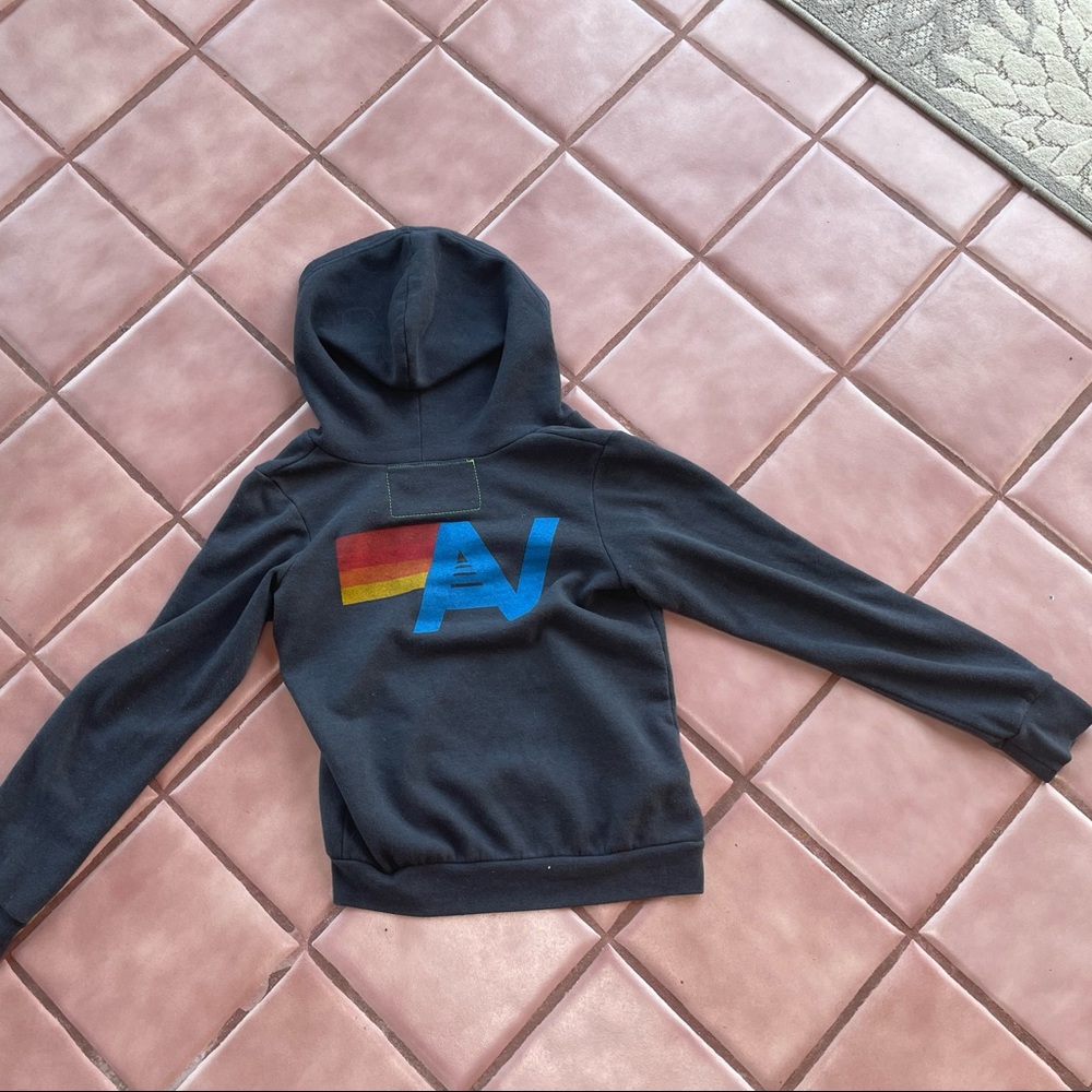 SOLD—Aviator Nation RARE Charcoal Heather Blue Zip Hoodie 14 Youth Women’s XS - Picture 6 of 11
